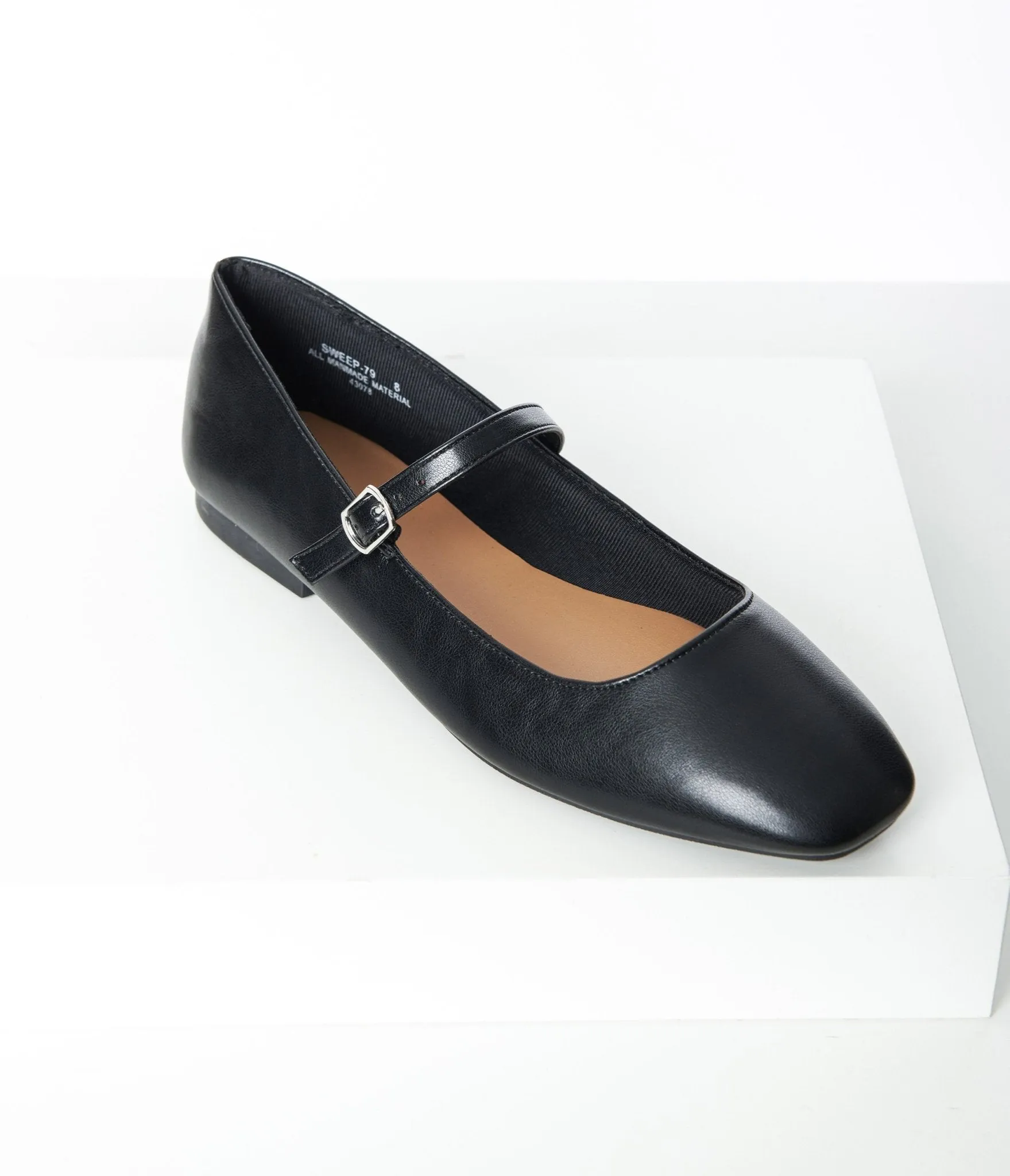 1960s Black Mary Jane Flats