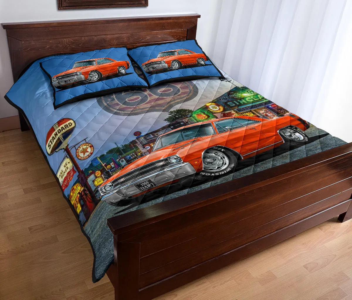 1969 Dodge Dart Orange Route 66 Quilt Set