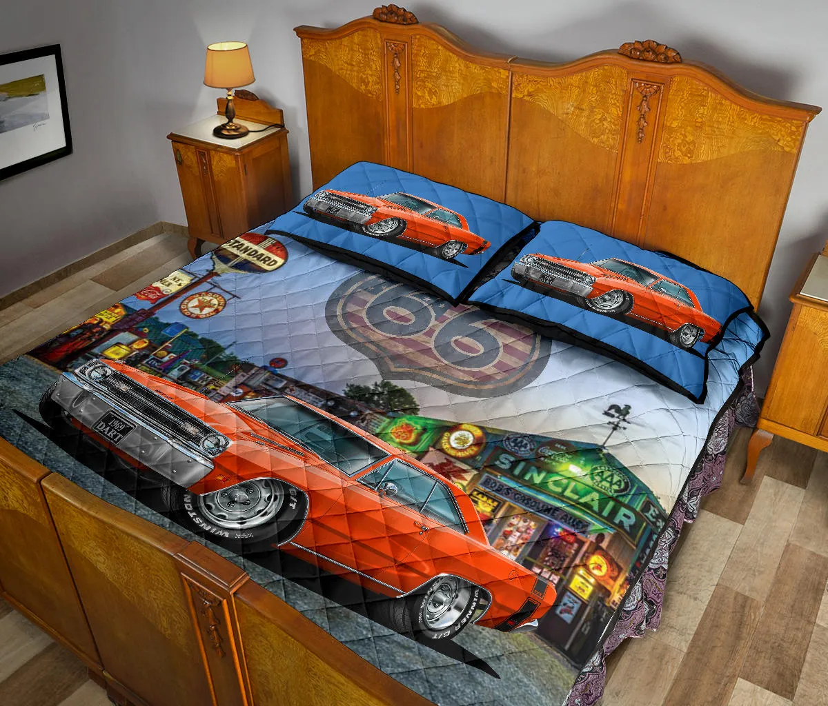 1969 Dodge Dart Orange Route 66 Quilt Set