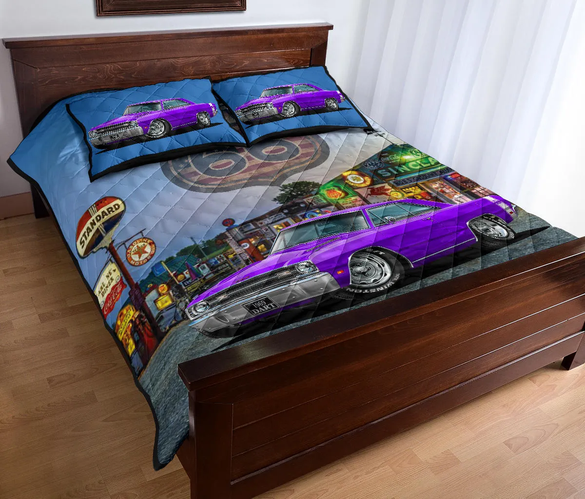 1969 Dodge Dart Purple Route 66 Quilt Set