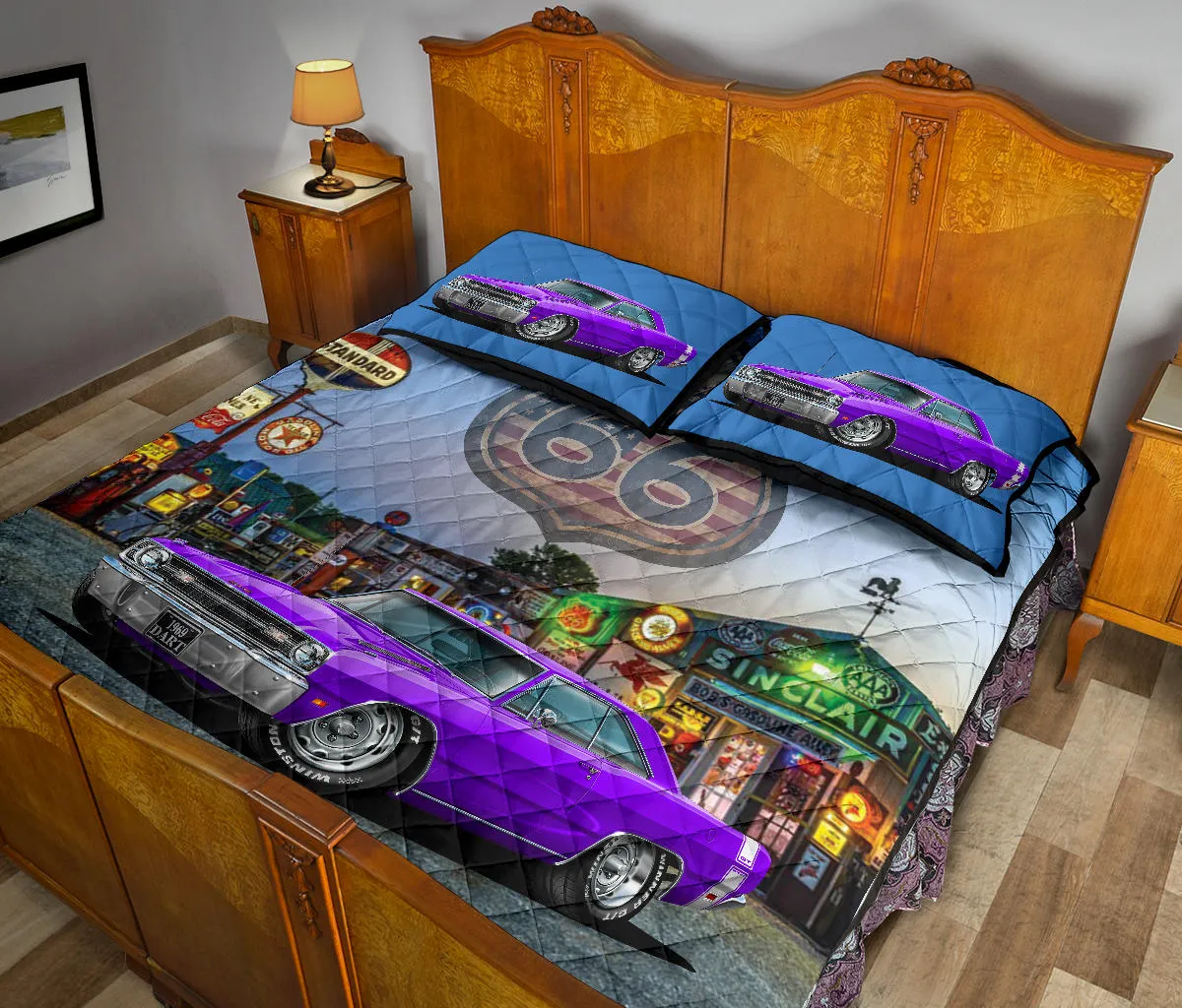 1969 Dodge Dart Purple Route 66 Quilt Set