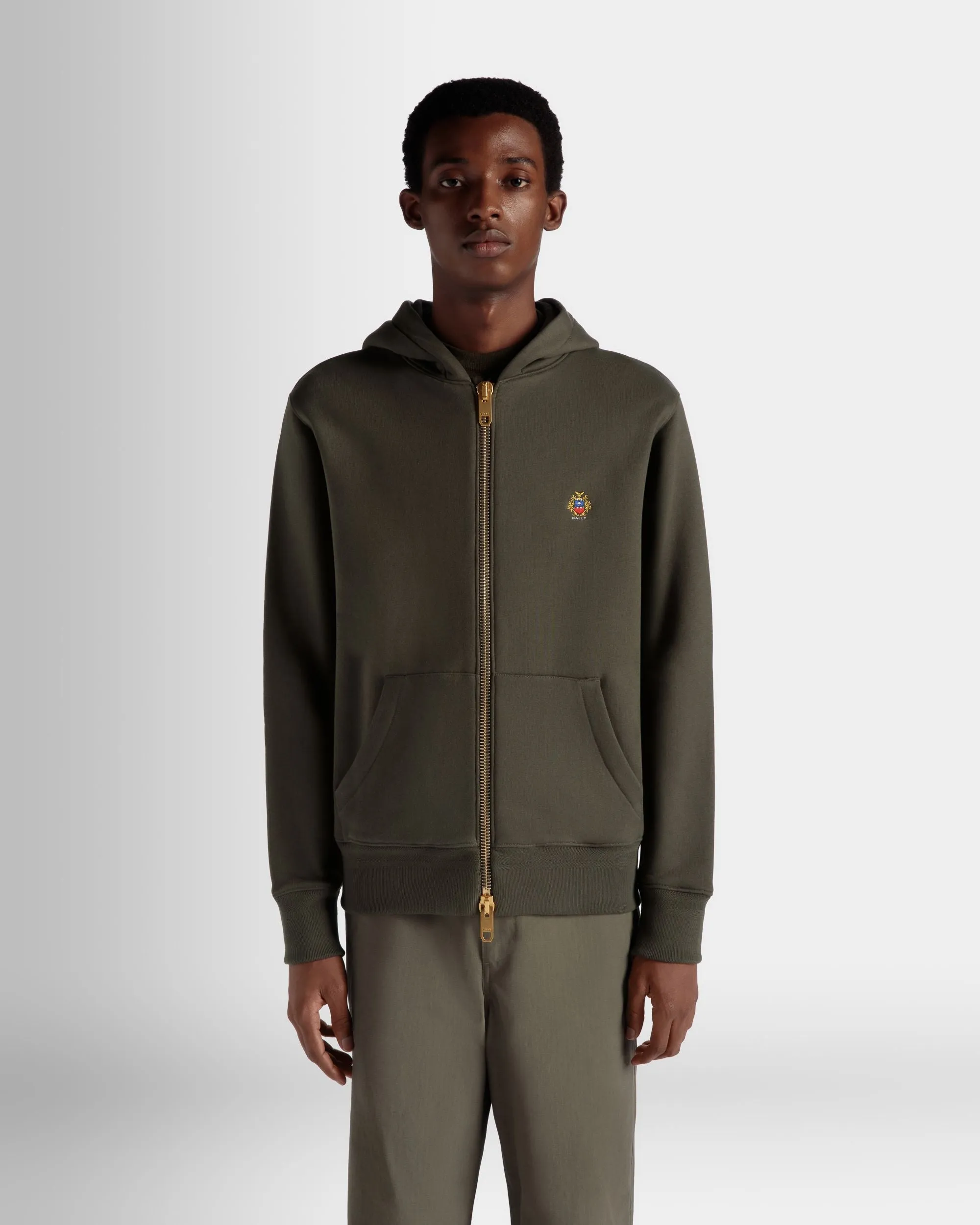 Adrien Brody Travel Collection Hoodie In Olive Green Cashmere Blend 