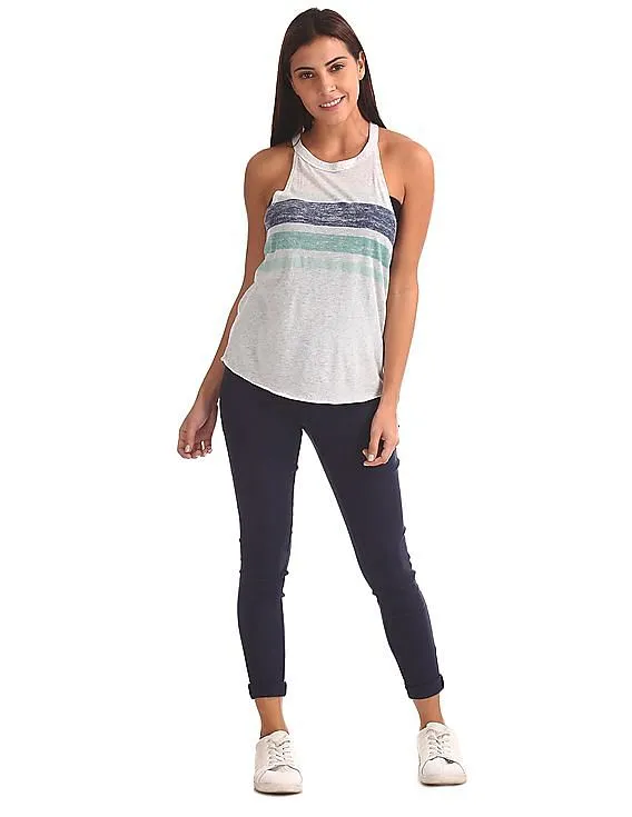 Aeropostale Stripe Chest Active Tank Top