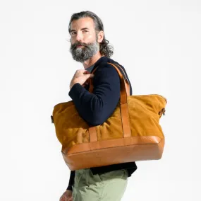 Alex Suede and Leather Travel Bag in Valencia Cider & Valhalla Nutmeg by Moore & Giles