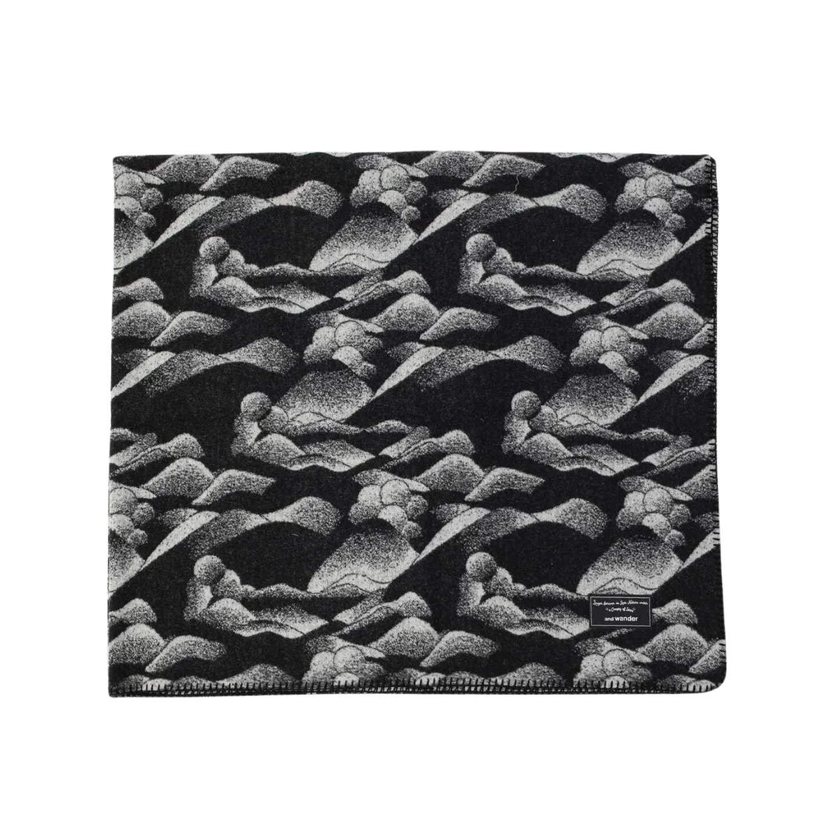 and wander   Mountain Camo Wool Blanket Large Black