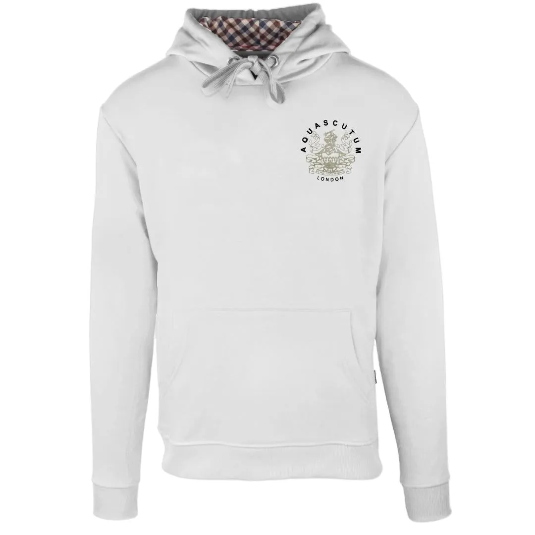 Aquascutum Aldis Emblem Logo White Hoodie