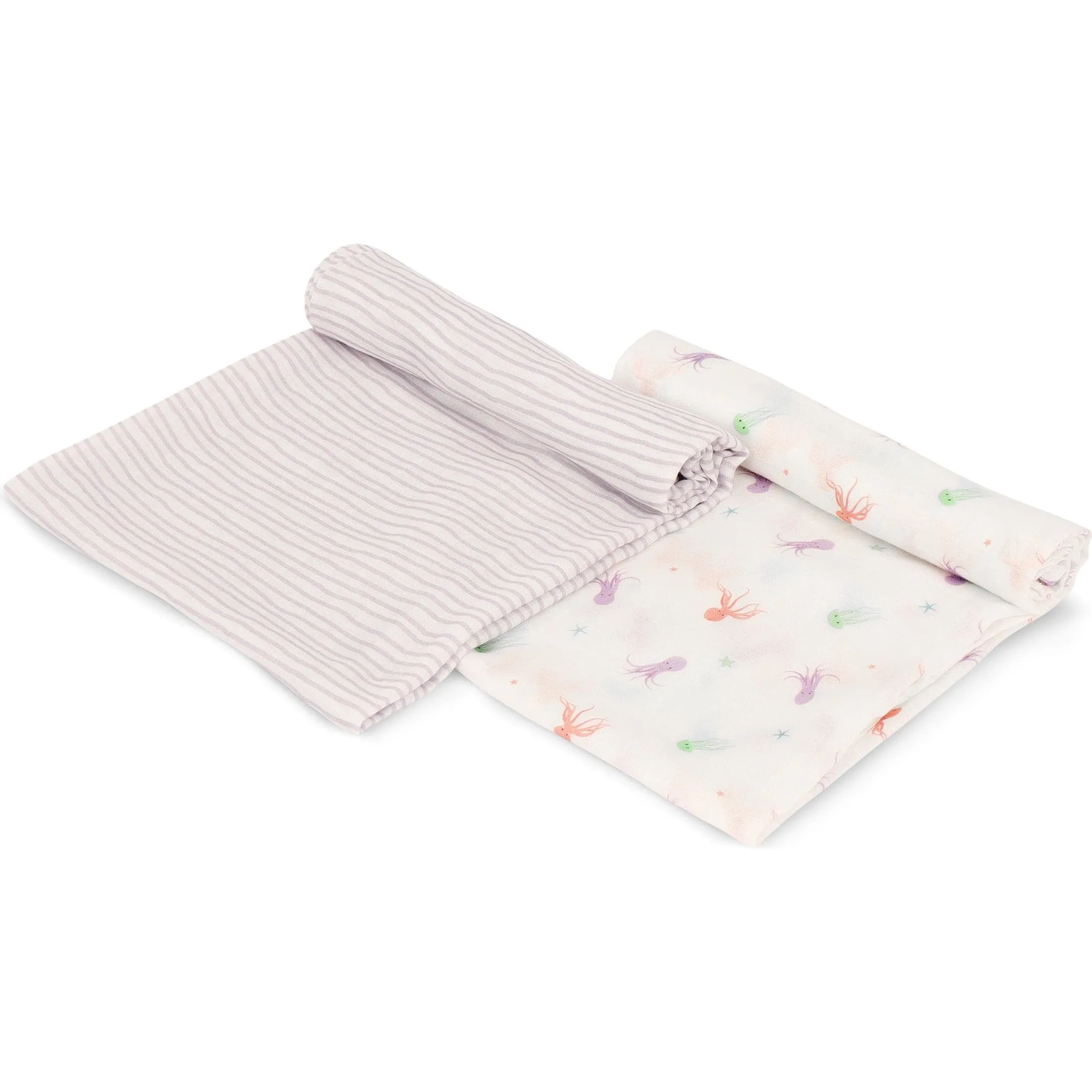 Bamboo Little Swaddle Blanket Set, Octopus & Lavender Wave