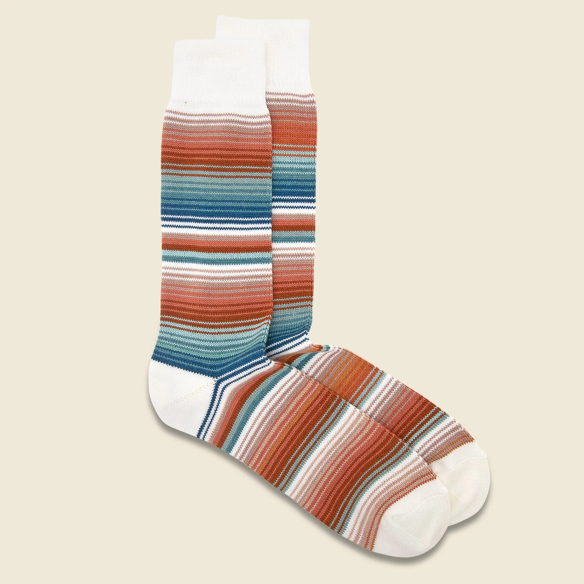 Blanket Stripe Crew Sock - White