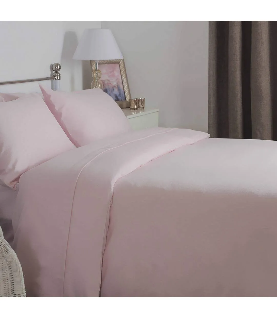 Brushed cotton duvet cover powder pink Belledorm