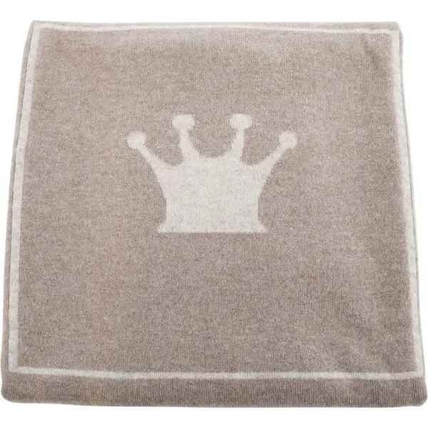 Calisson Little Royals Cashmere Little Crown Blanket, Beige