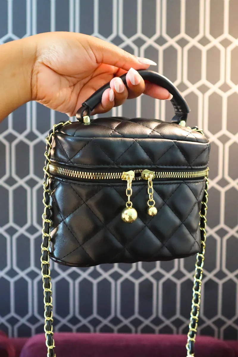 Camilla Quilted Crossbody Purse | Black