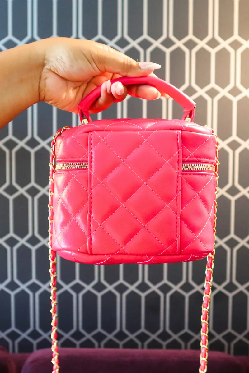 Camilla Quilted Crossbody Purse | Pink