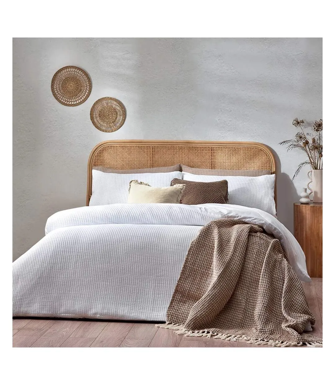 Chunky cotton waffle duvet cover set white Yard