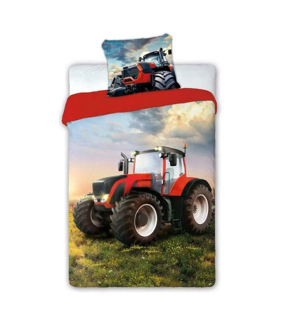 Cotton tractor duvet cover set red/blue/green Generic