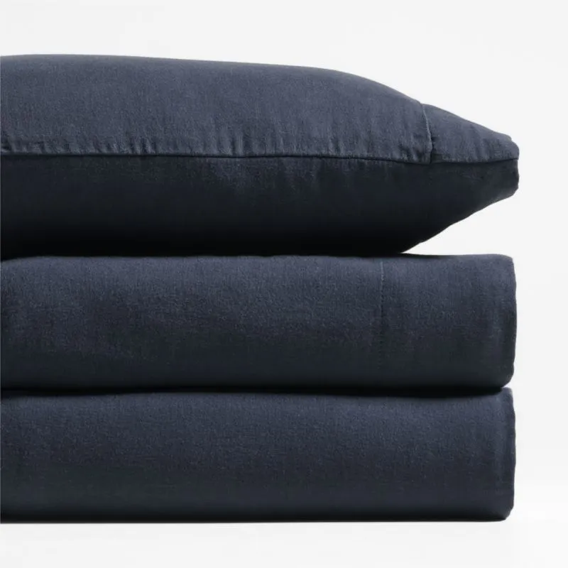 Crate&Barrel Supersoft Midnight Navy Blue Organic Cotton Toddler Sheet Set