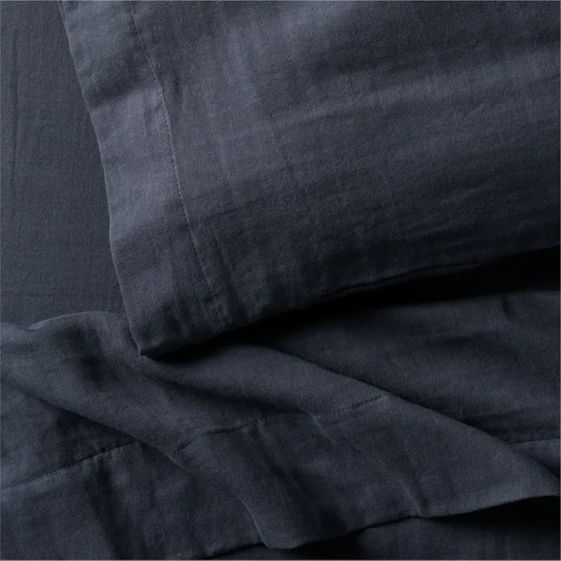 Crate&Barrel Supersoft Midnight Navy Blue Organic Cotton Toddler Sheet Set