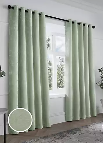 Curtina Textured Chenille Pair of Lined Eyelet Curtains | Kaleidoscope