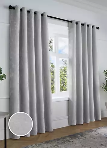 Curtina Textured Chenille Pair of Lined Eyelet Curtains | Kaleidoscope