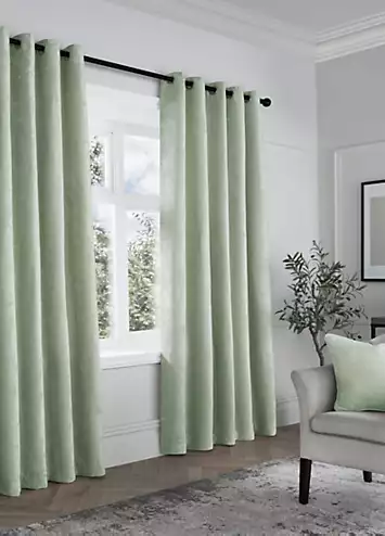 Curtina Textured Chenille Pair of Lined Eyelet Curtains | Kaleidoscope