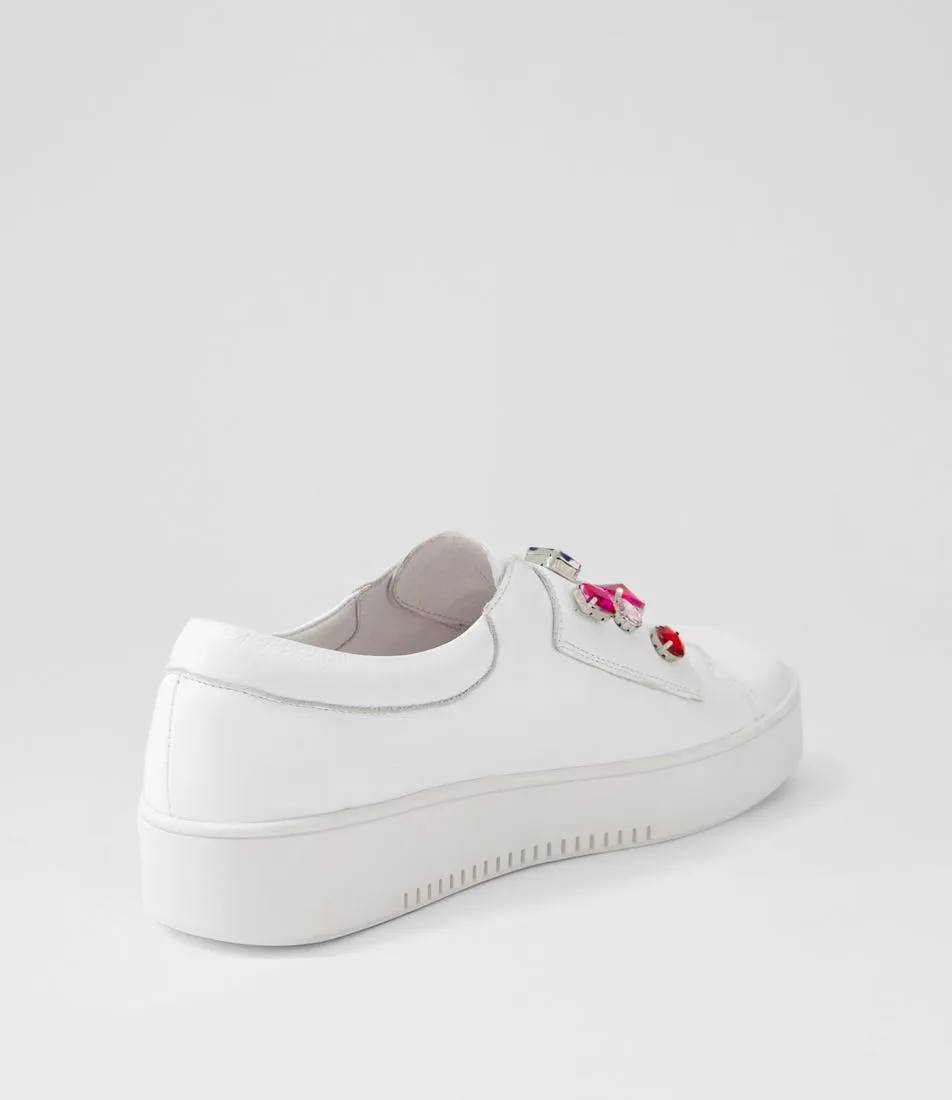 DJANGO & JULIETTE Lunit White Bright Jewels Leather Sneakers