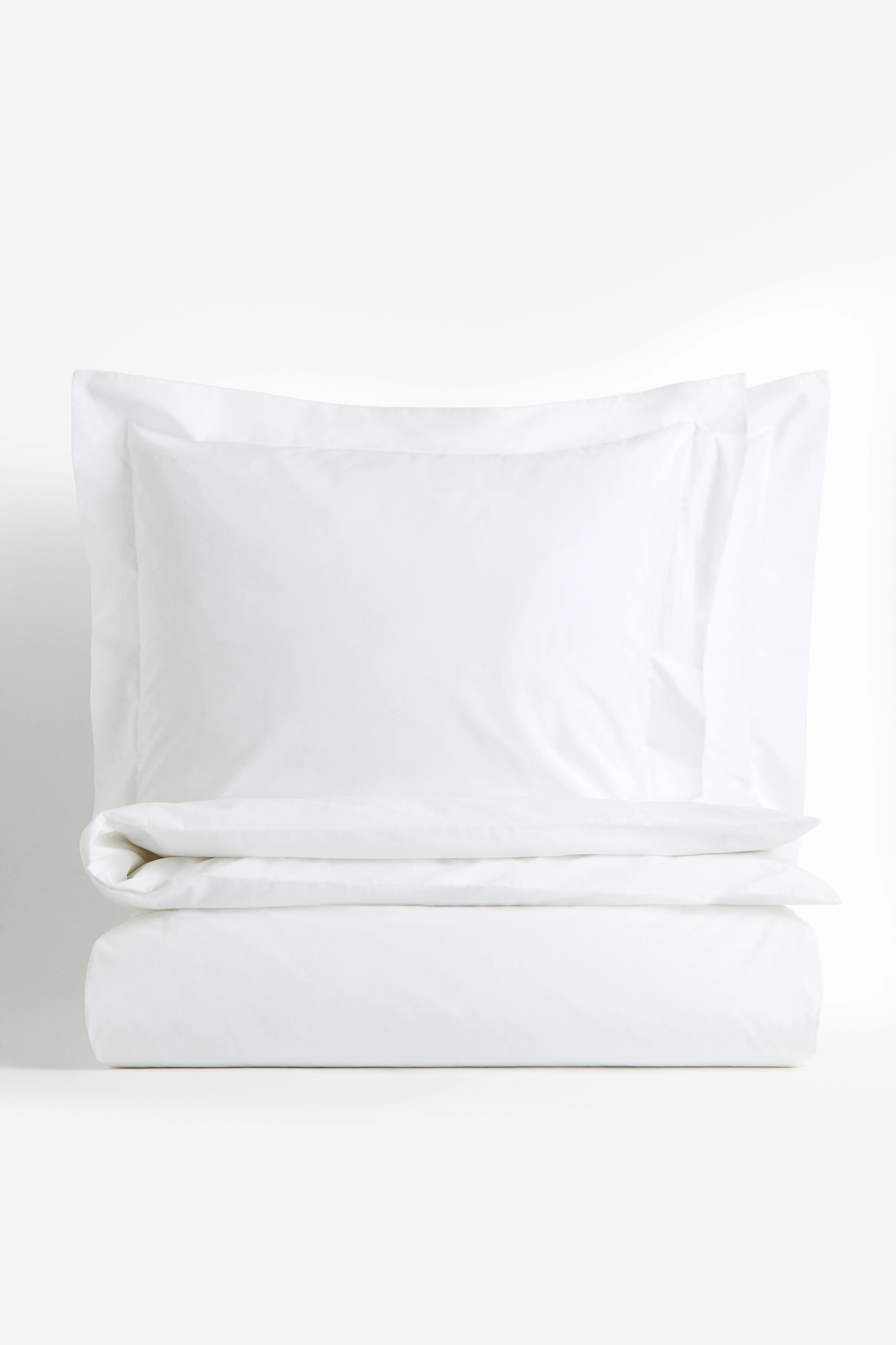 Double/king cotton percale duvet cover set - White - Home All | H&M GB