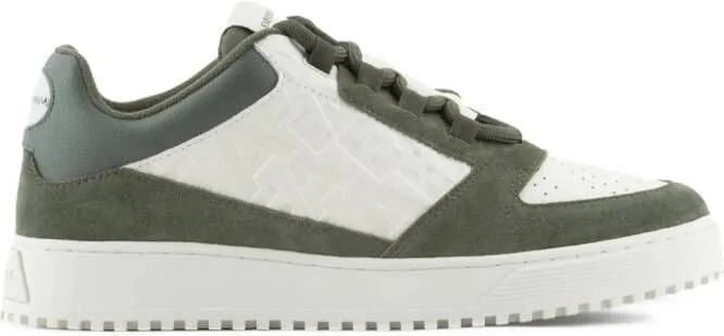 Emporio Armani logo-debossed panelled sneakers Green