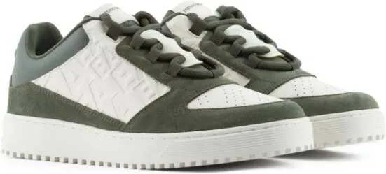 Emporio Armani logo-debossed panelled sneakers Green