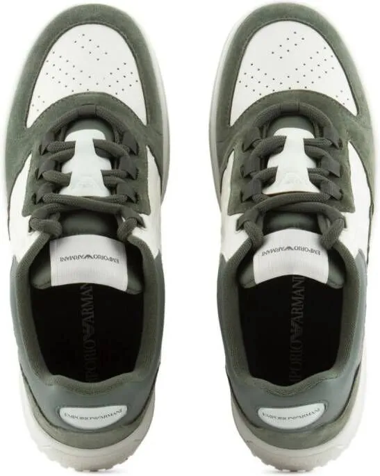 Emporio Armani logo-debossed panelled sneakers Green