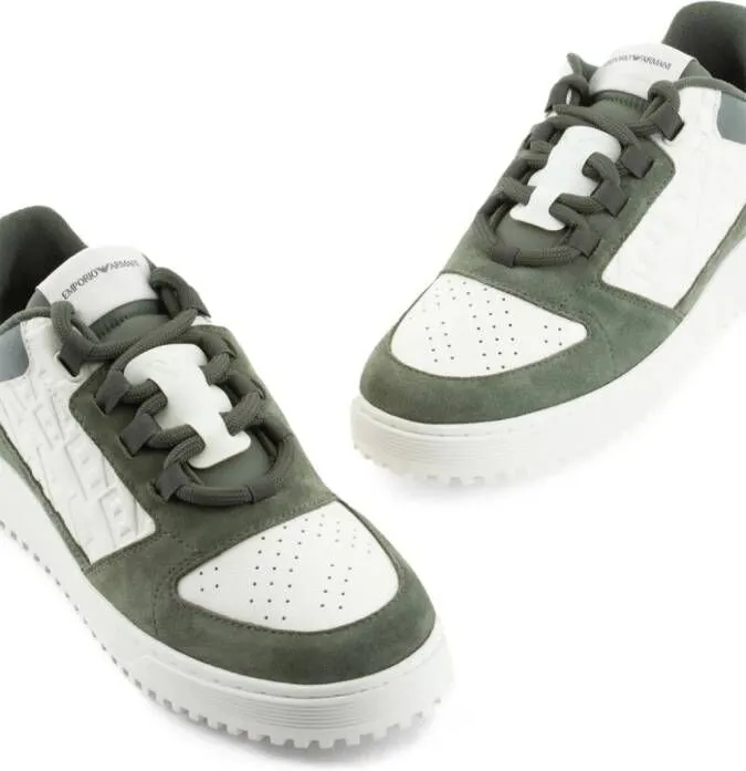 Emporio Armani logo-debossed panelled sneakers Green