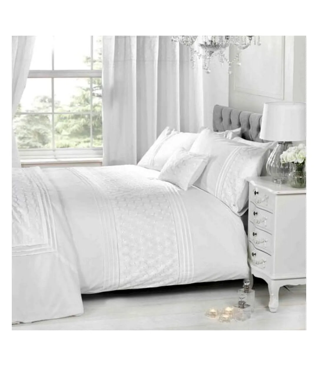 Everdean floral duvet cover set white Rapport