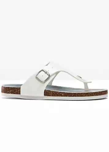 Faux Leather Slip-On Flat Sandals by bonprix | Look Again