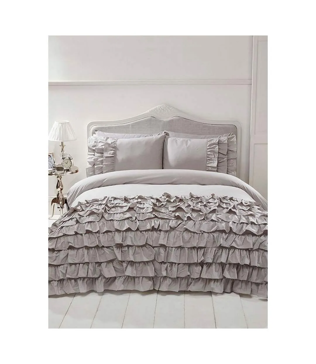 Flamenco ruffled duvet cover set grey Rapport