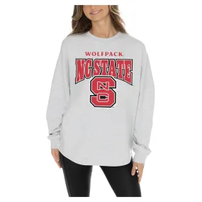 Gameday Couture NC State Wolfpack  Women's Ash Relaxed Fit French Terry Pullover Sweatshirt