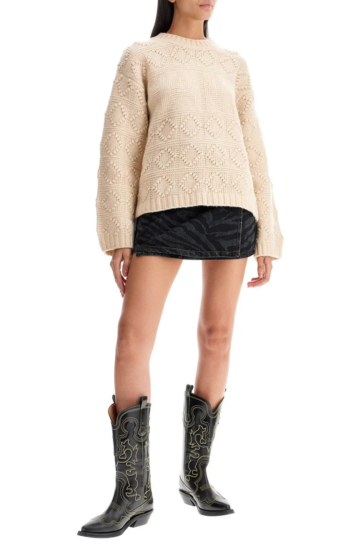 Ganni    Ganni Wool And Cotton Blend Pullover