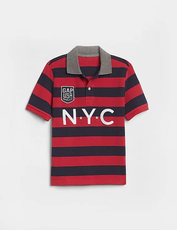 GAP Boys Red Stripe Polo Shirt