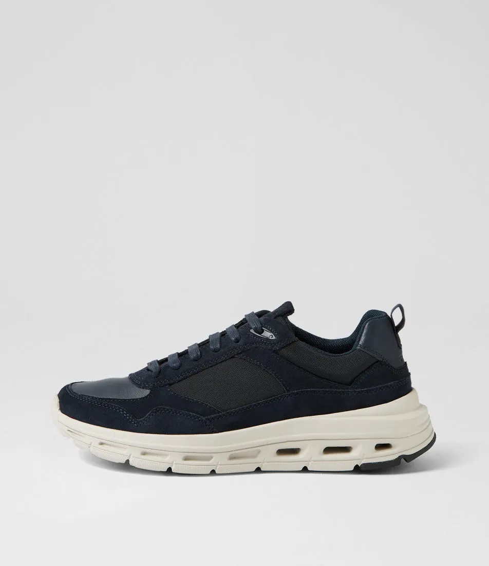 GEOX U Hoverstream A Navy Suede Fabric Sneakers