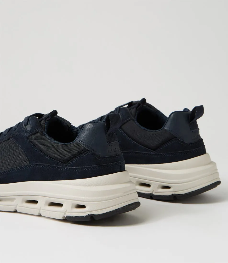 GEOX U Hoverstream A Navy Suede Fabric Sneakers