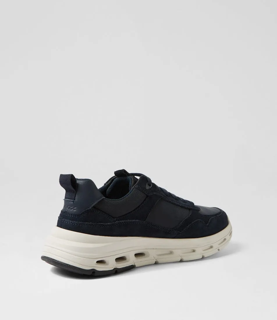 GEOX U Hoverstream A Navy Suede Fabric Sneakers