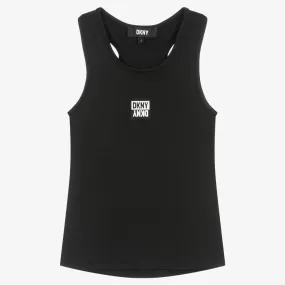 Girls Black Logo Vest Top