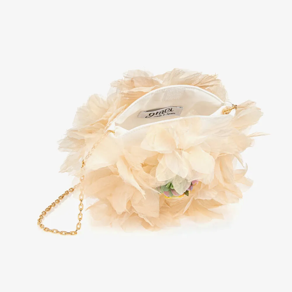 Girls Ivory Flower Shoulder Bag (19cm)