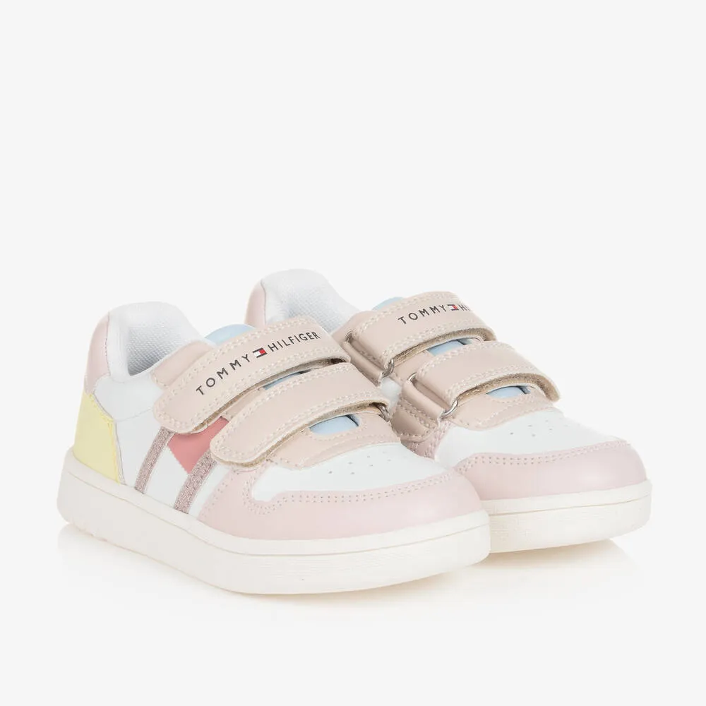 Girls Pink Colourblock Velcro Trainers