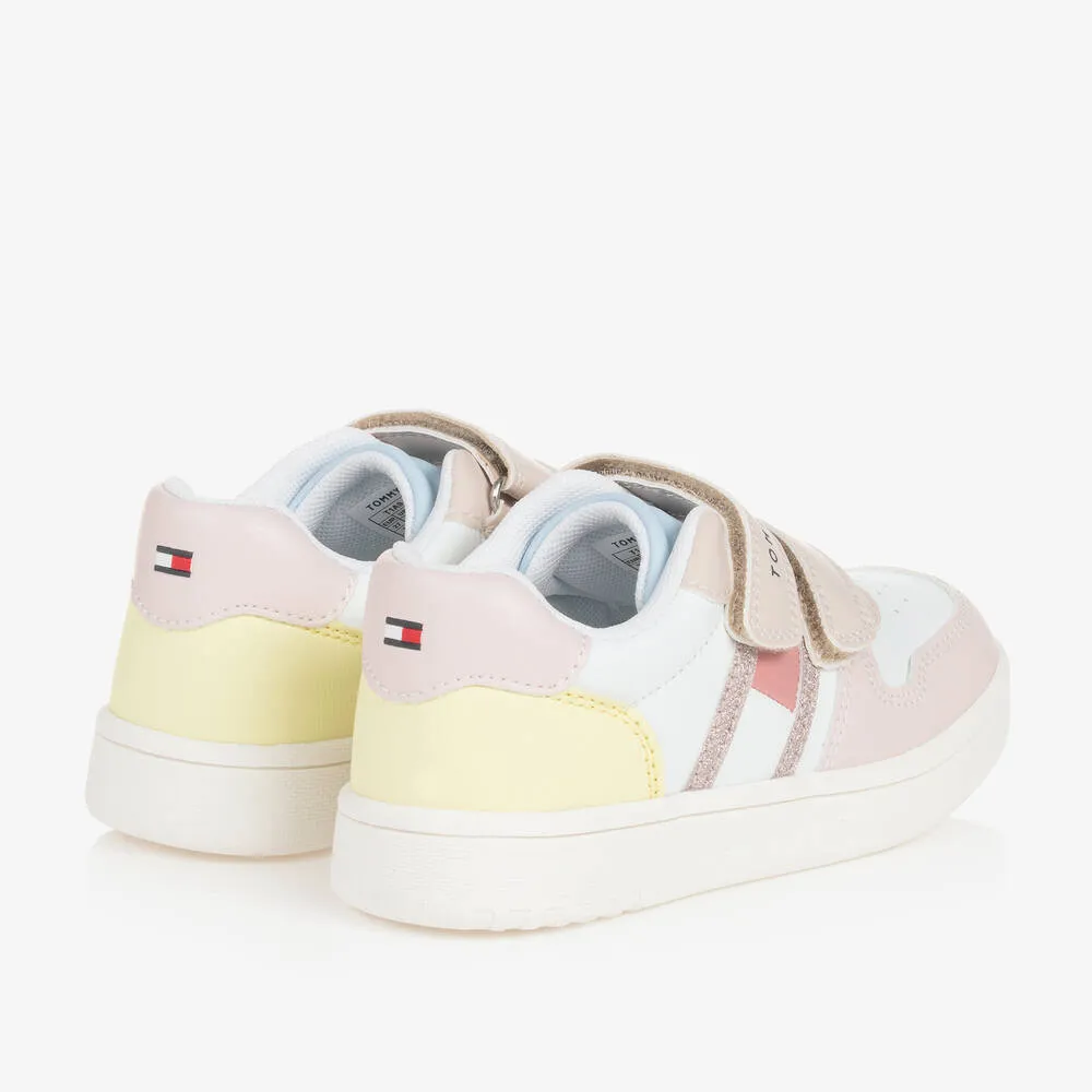 Girls Pink Colourblock Velcro Trainers