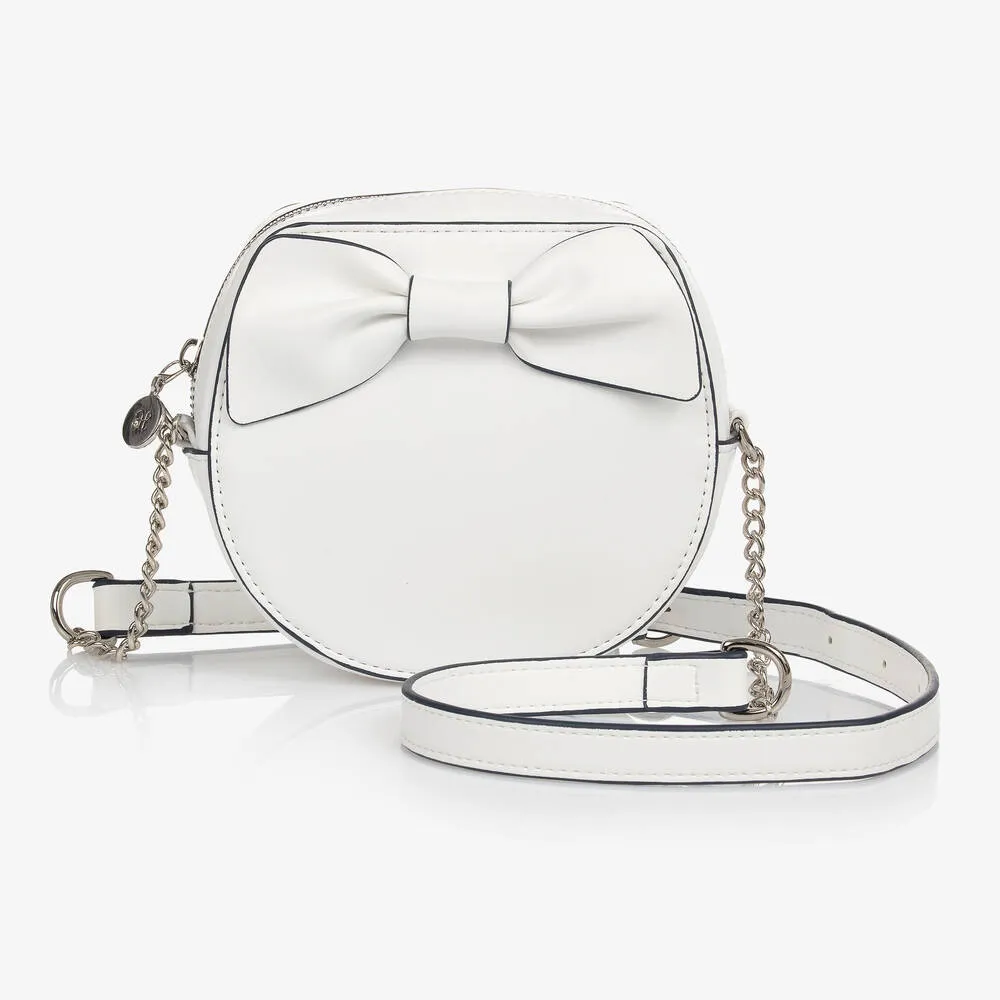 Girls White Bow Shoulder Bag (14cm)