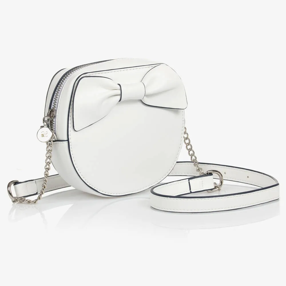 Girls White Bow Shoulder Bag (14cm)