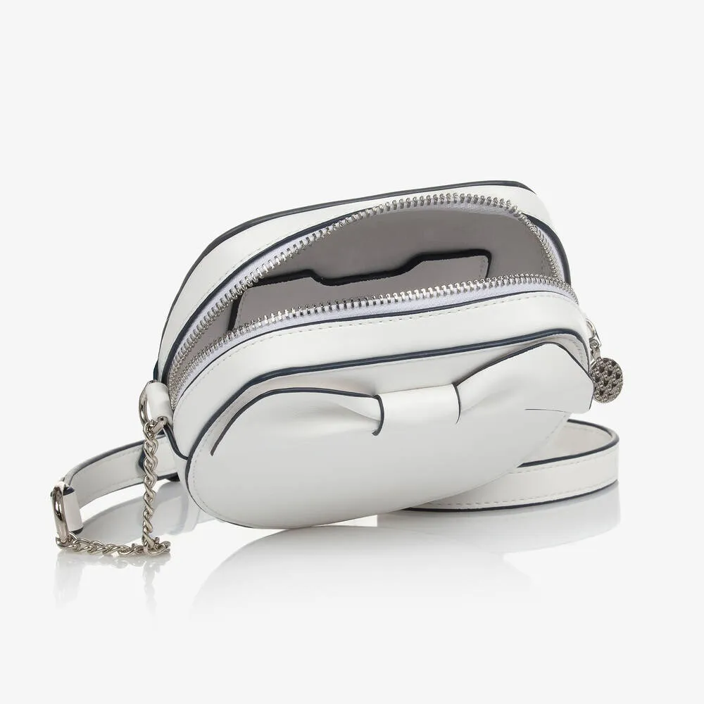 Girls White Bow Shoulder Bag (14cm)