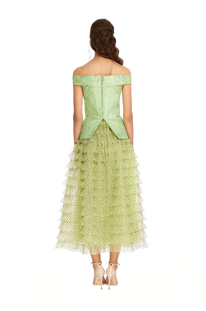 Green Polka Tulle Skirt