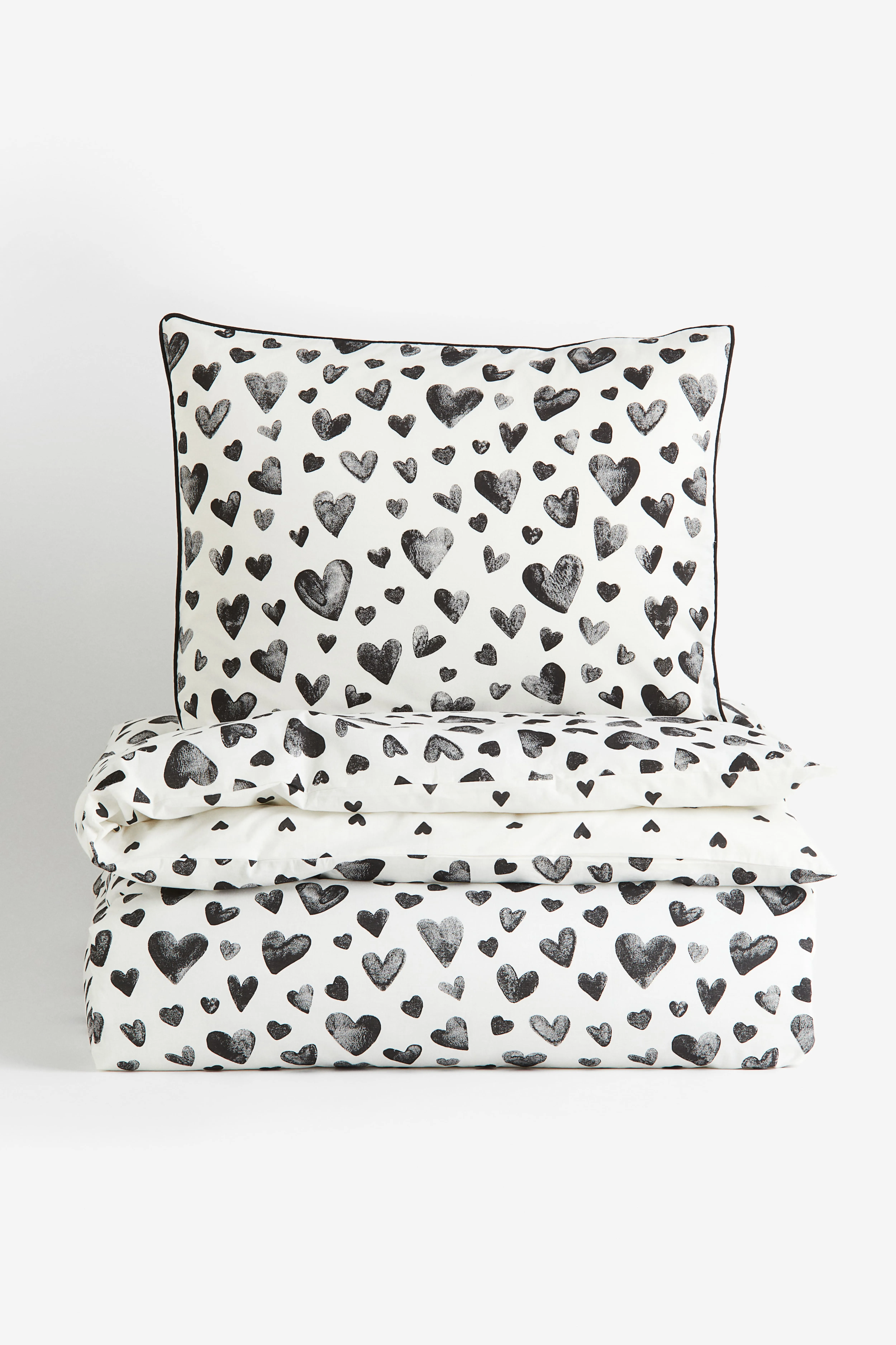 Heart-patterned single duvet cover set - White/Hearts - Home All | H&M GB