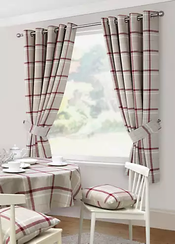 Home Curtains Hudson Check Eyelet Lined Kitchen Curtains | Kaleidoscope