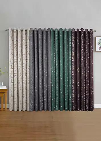 Home Curtains Lorenzo Leaf Jacquard Lined Eyelet Curtains | Kaleidoscope