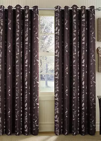 Home Curtains Lorenzo Leaf Jacquard Lined Eyelet Curtains | Kaleidoscope